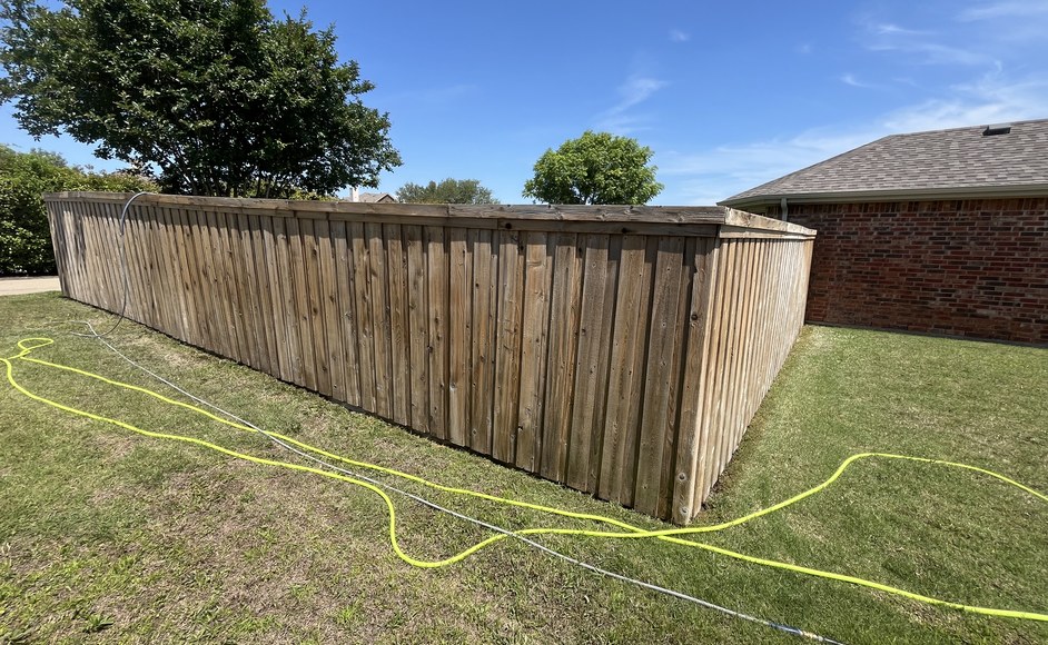 Restored Wood Fence Corner Pressure Washing Fate Tx